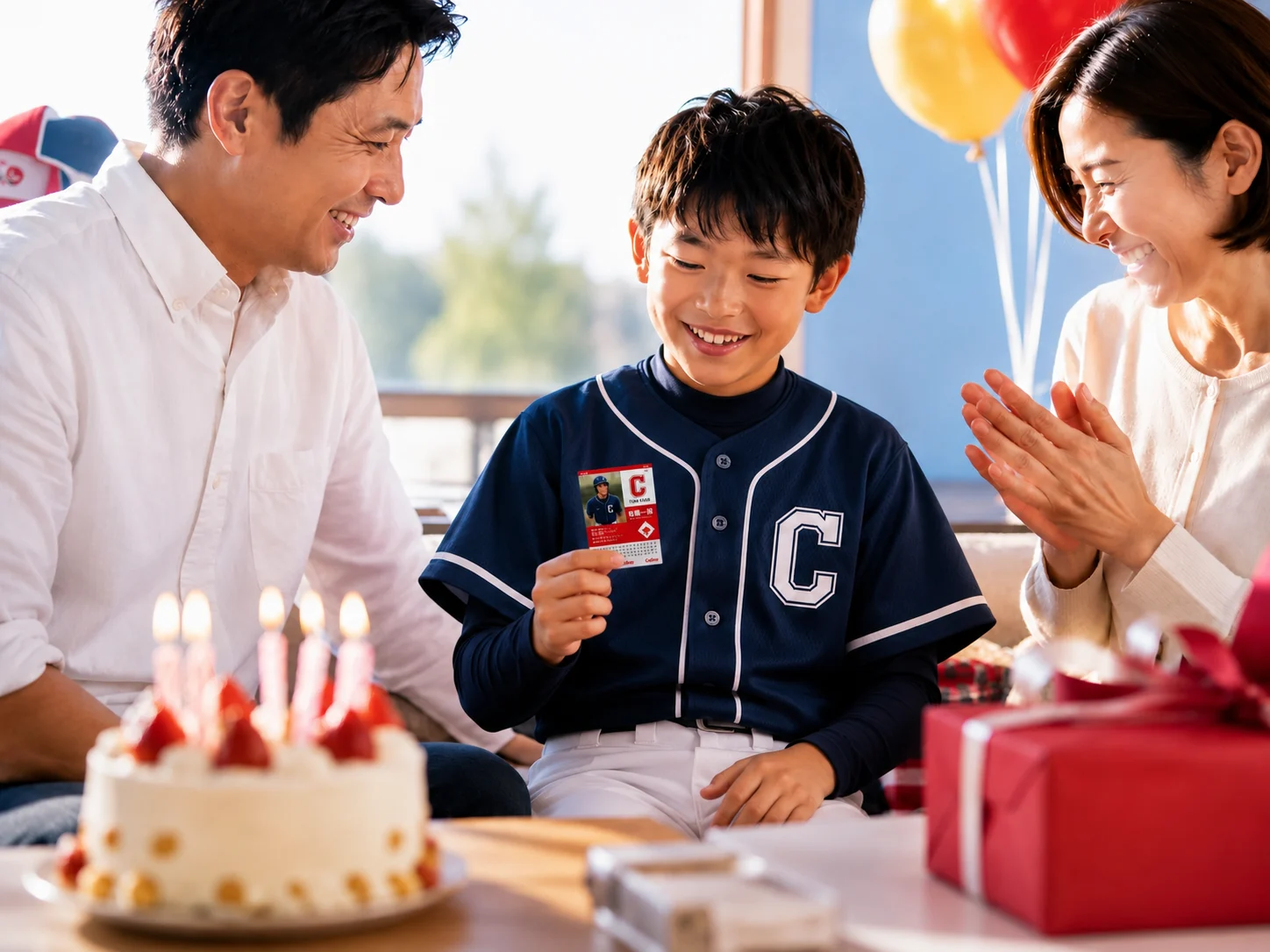誕生日のお祝いにオリジナルカードを贈るイメージ